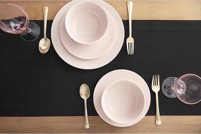 Solino Home Black Table Runner 90 Inches Long - Cotton Linen Hemstitch 14 x 9...
