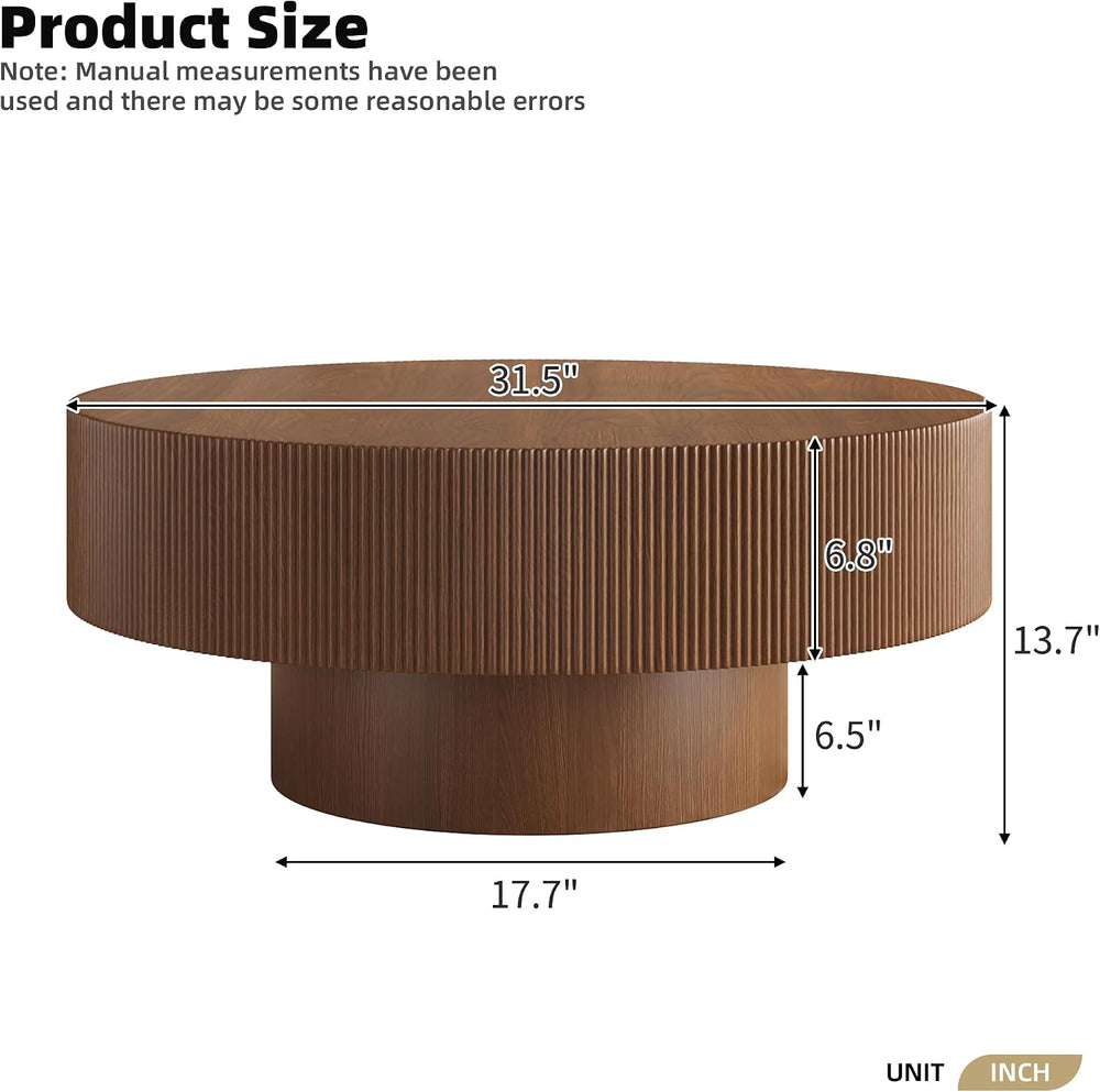 Merax Modern Round Coffee Table with Sturdy Base, Walnut