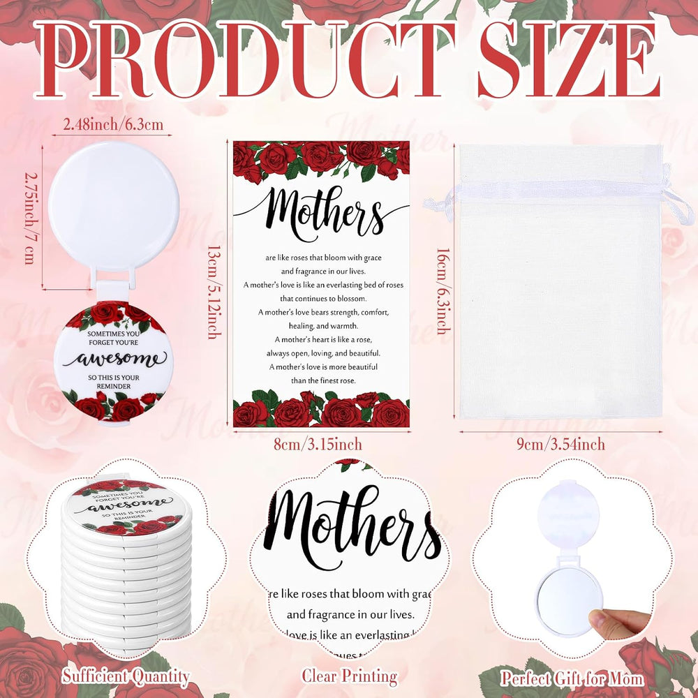 Cinnvoice 50 Sets Mother's Day Inspirational Gifts for Women Compact Mirr...