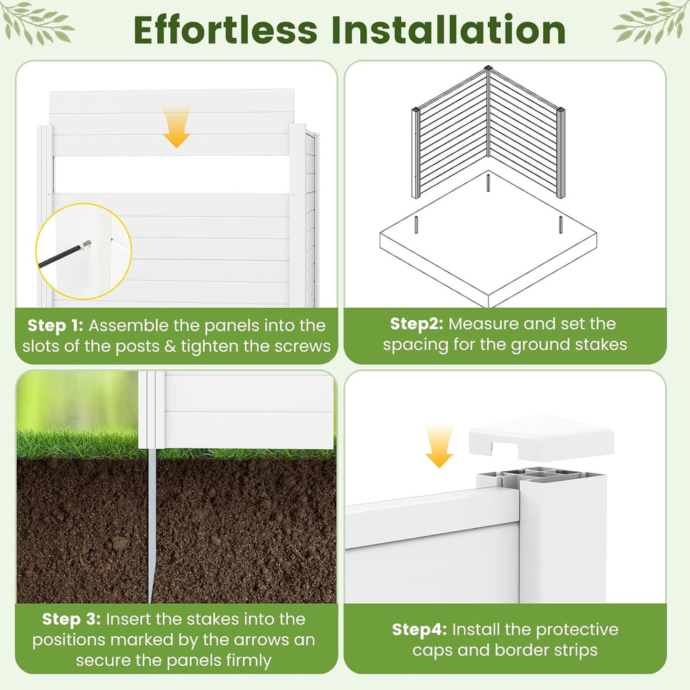 RELAX4LIFE Privacy Fence Screen, PVC Decorative Garden Fence Vinyl Fence Pane...