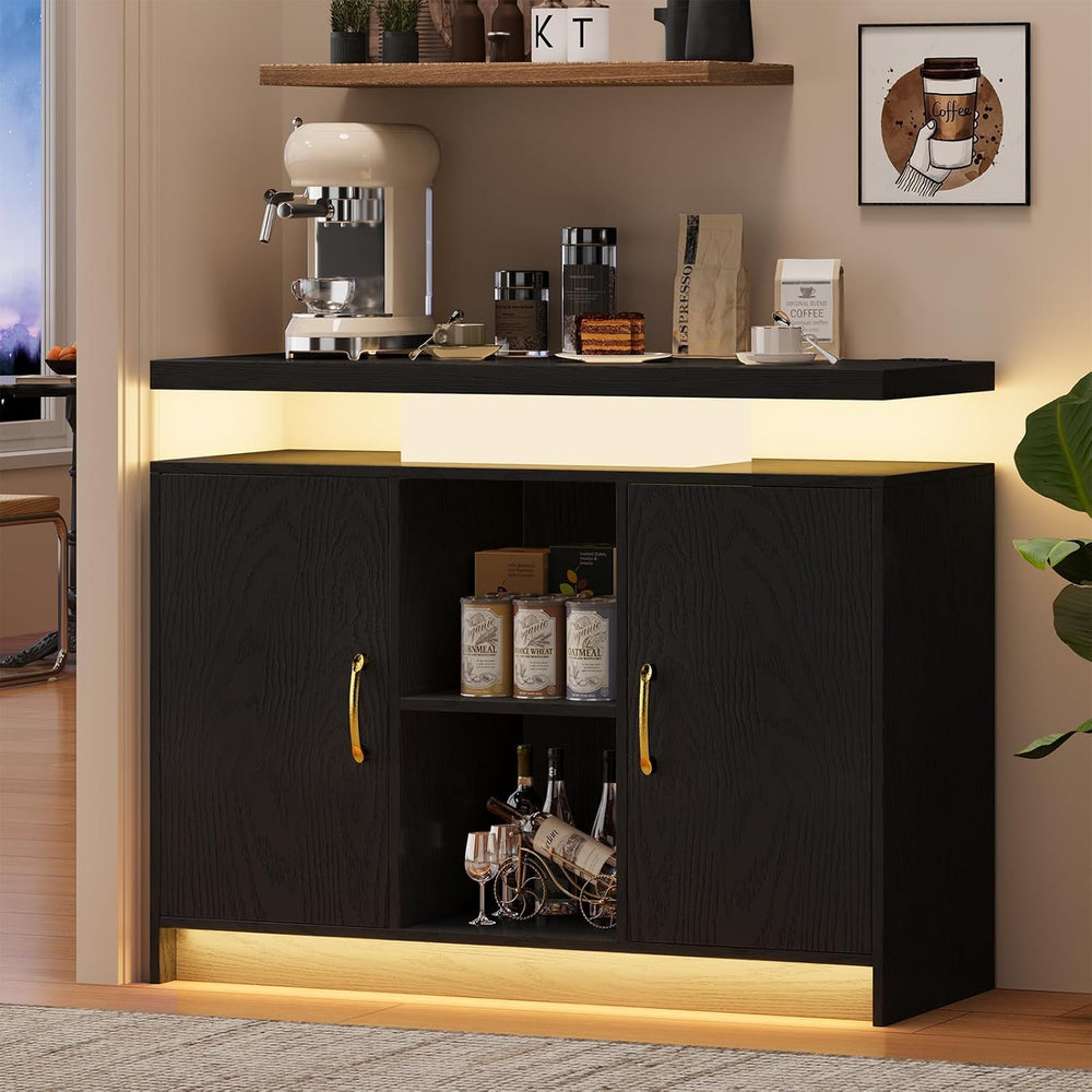 4 EVER WINNER 40-Inch Coffee Bar Cabinet with Storage and Charging Station