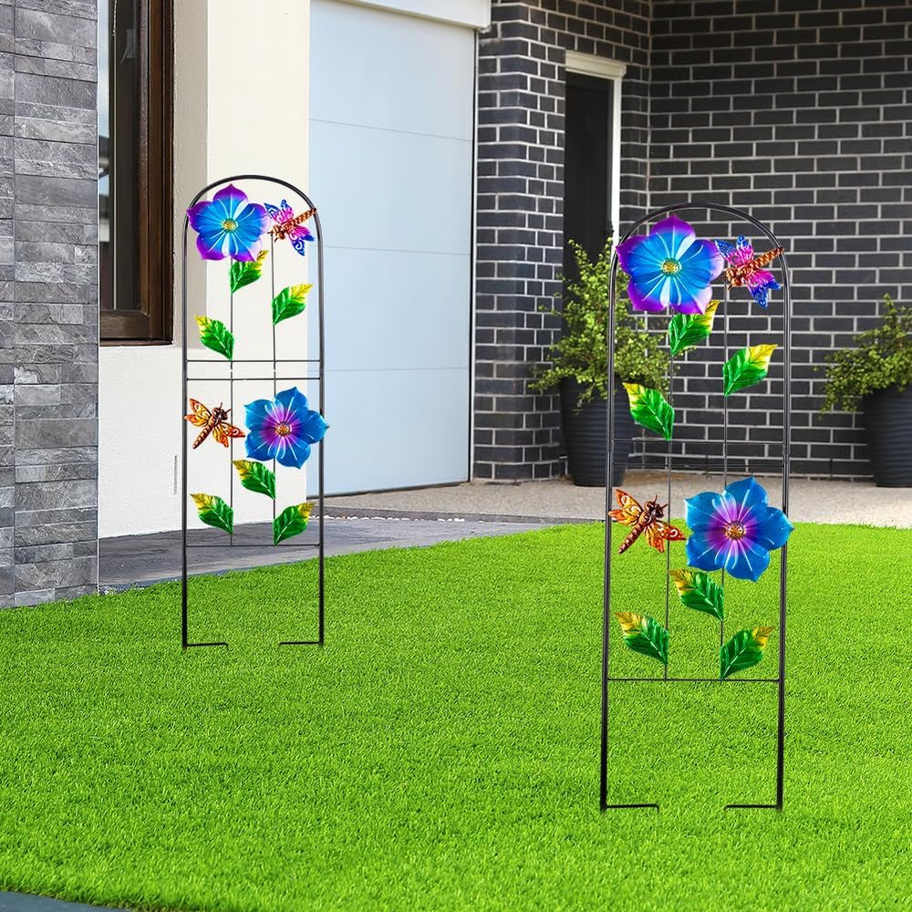 Metal Garden Trellis for Climbing Plants,2 Packs Dragonfly Outdoor Decorative...