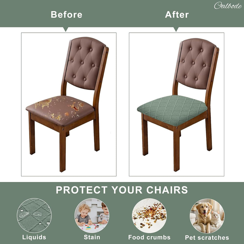 CALBODE 5Pcs Waterproof Seat Cover Set for Dining Chair & Bench,Sage Green