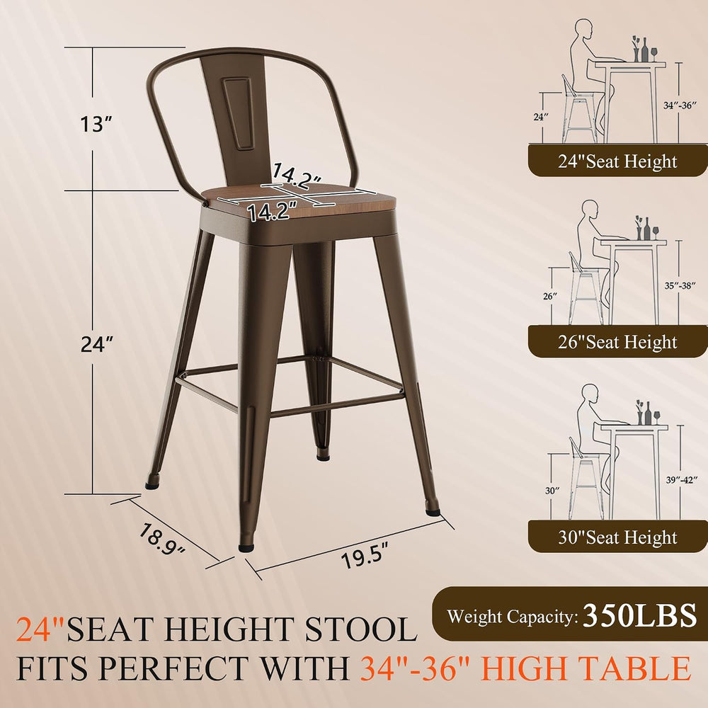 Aklaus Swivel Metal Bar Stools Swivel Modern Farmhouse Bar Chairs with High B...