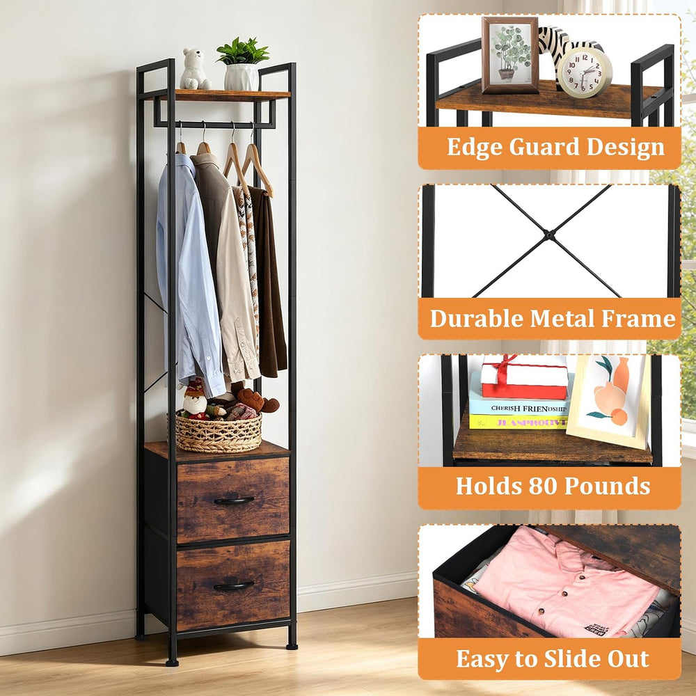 Garment Rack Clothes Rack Heavy Duty with Fabric Drawer and Storage Shelves