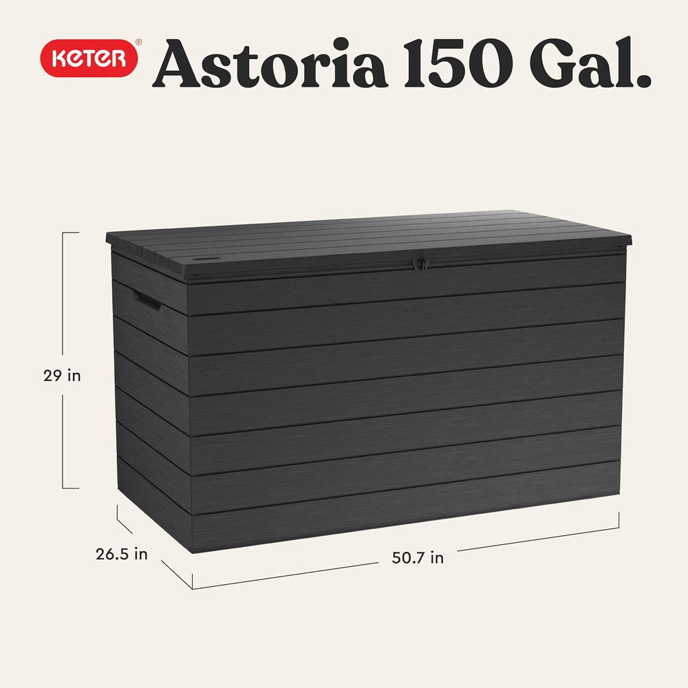 Keter Astoria 150 Gal Outdoor Storage Box for Patio and Pool Accessories