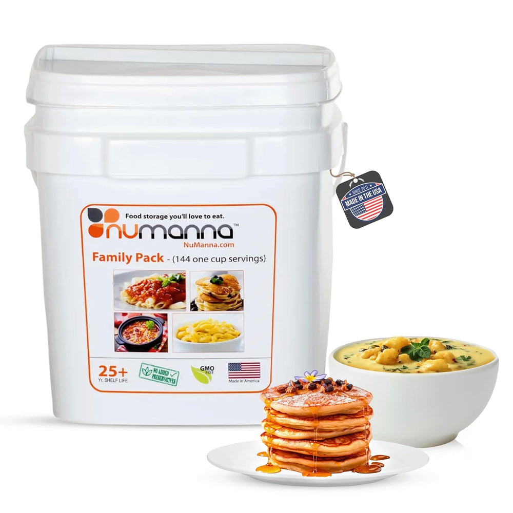Numanna Family Pack Emergency Food Storage Bucket – 144 Servings, 20 lbs | 1-...