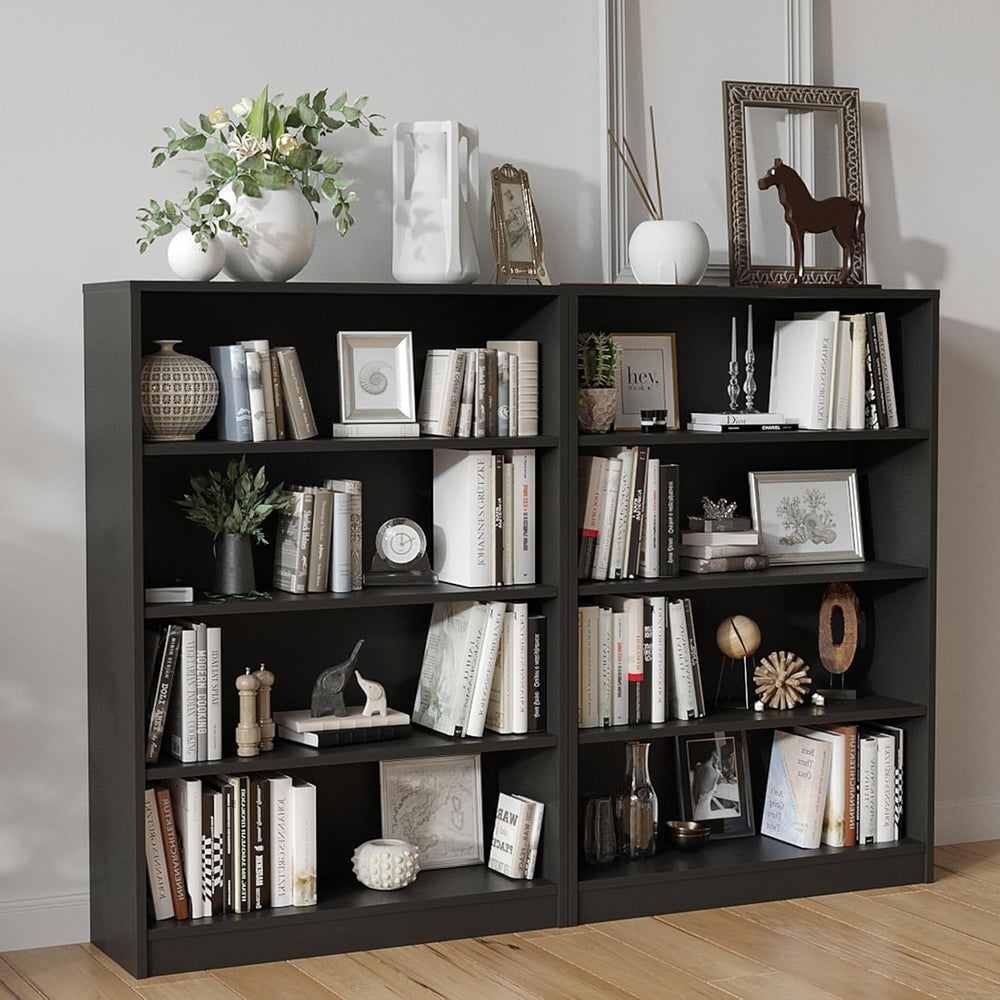 48-Inch 4-Tier Bookshelf,Adjustable Wood Bookshelf for Small Spaces