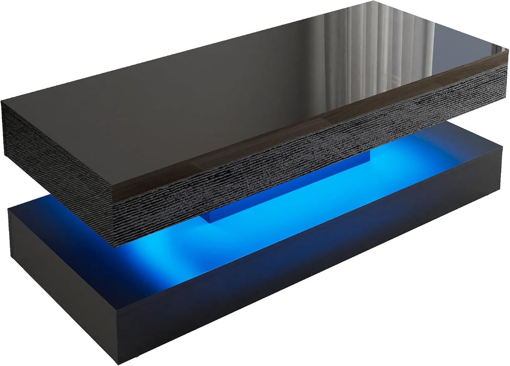 55in Large High Glossy LED Coffee Table,Modern Coffee Table for Living Room