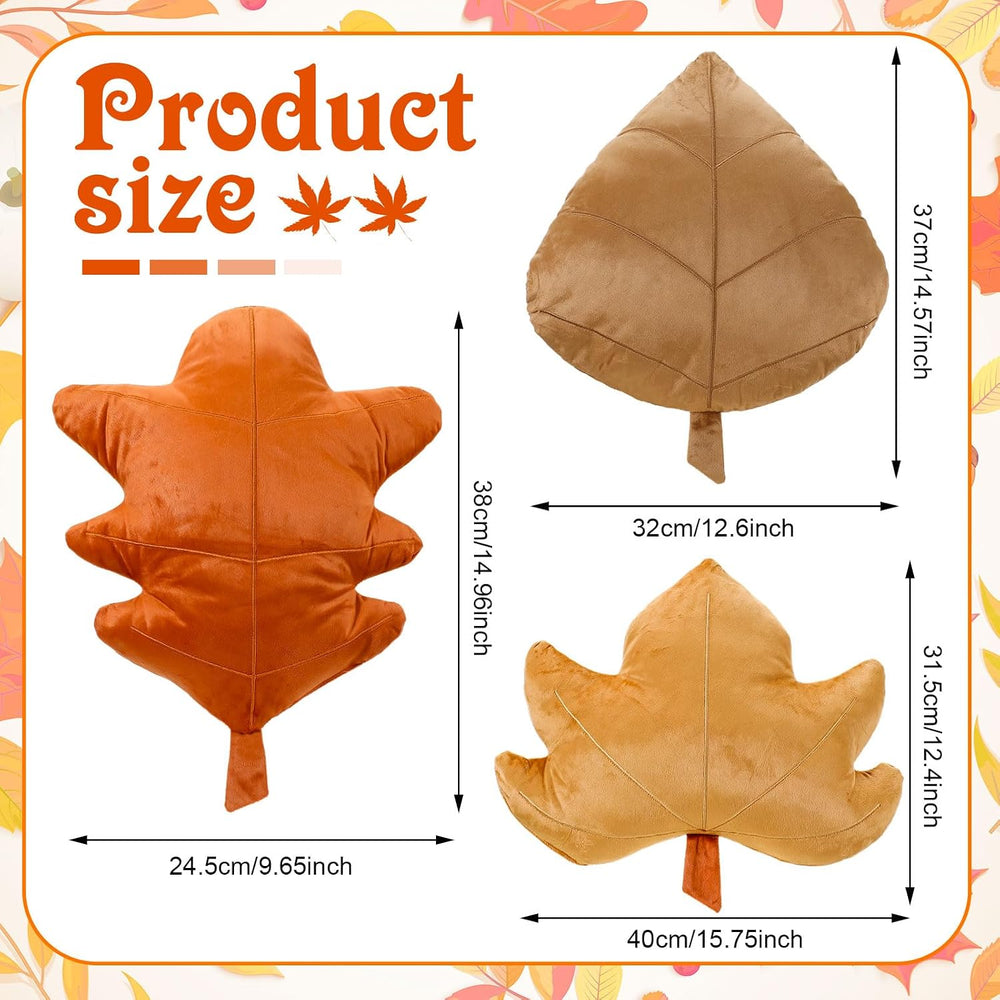 Newtay 3 Pack Thanksgiving Leaf Throw Pillows Autumn Fall Maple Pillow