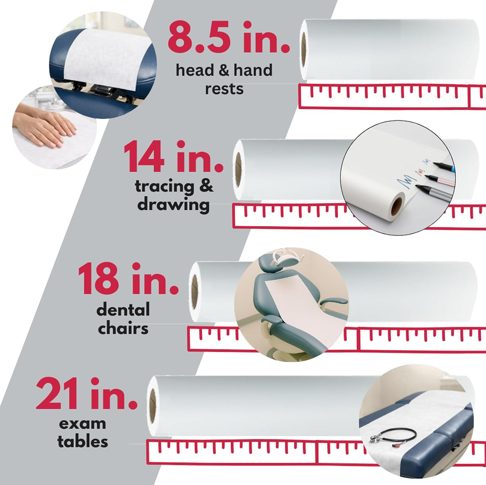 Dealmed Table Paper Exam Cover - 21 in x 225 ft, Smooth, White, 12 Rolls