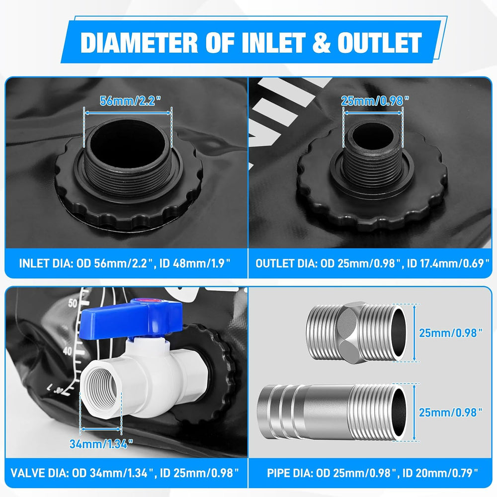 Nilight 63Gal/240L Water Storage Bladder RV Potable Water Tank 1000D PVC