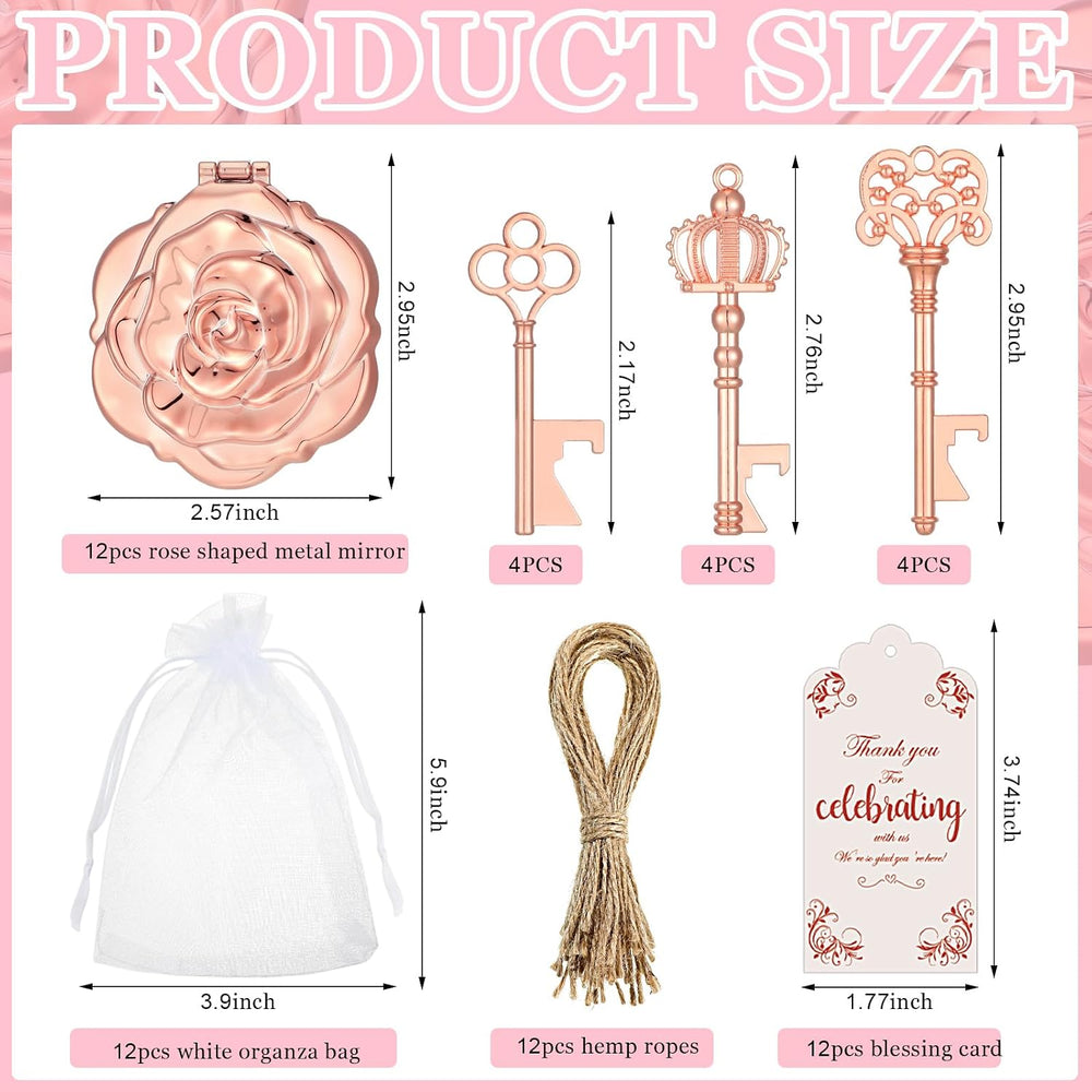 Geetery 24 Pcs Rose Gold Compact Mirrors Quinceanera Party Favors Guests