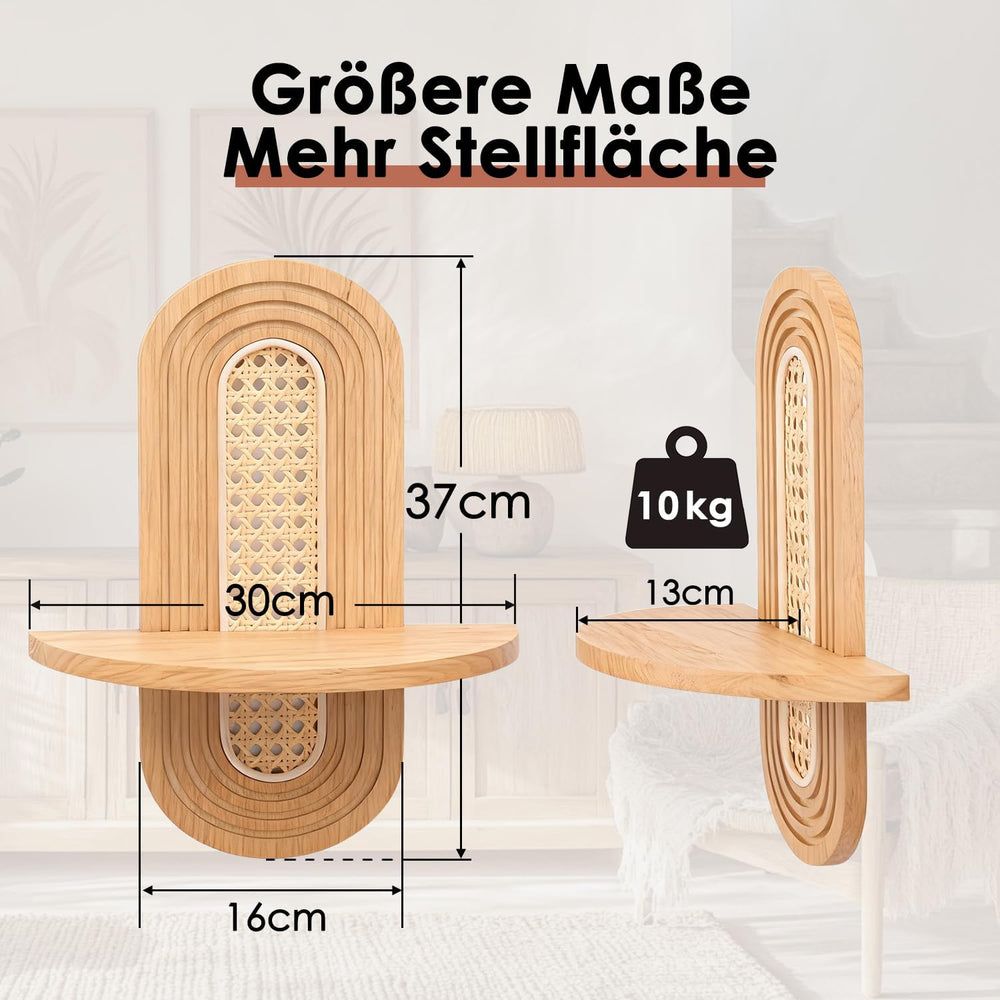 Floating Shelves for Wall, Boho Home Wall Decor,Rattan Plant Shelf Set of 2, ...