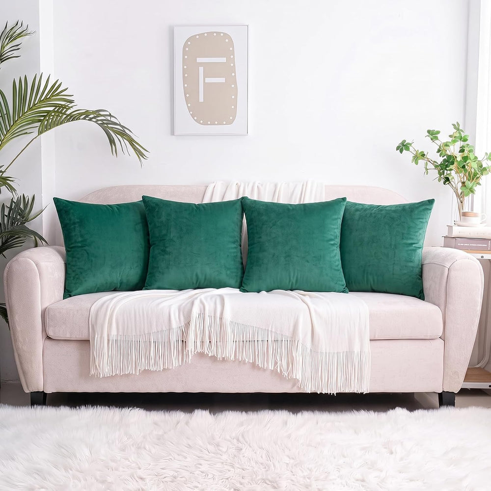 18x18 Throw Pillows with Inserts, Set of 2 Velvet Sofa Pillows