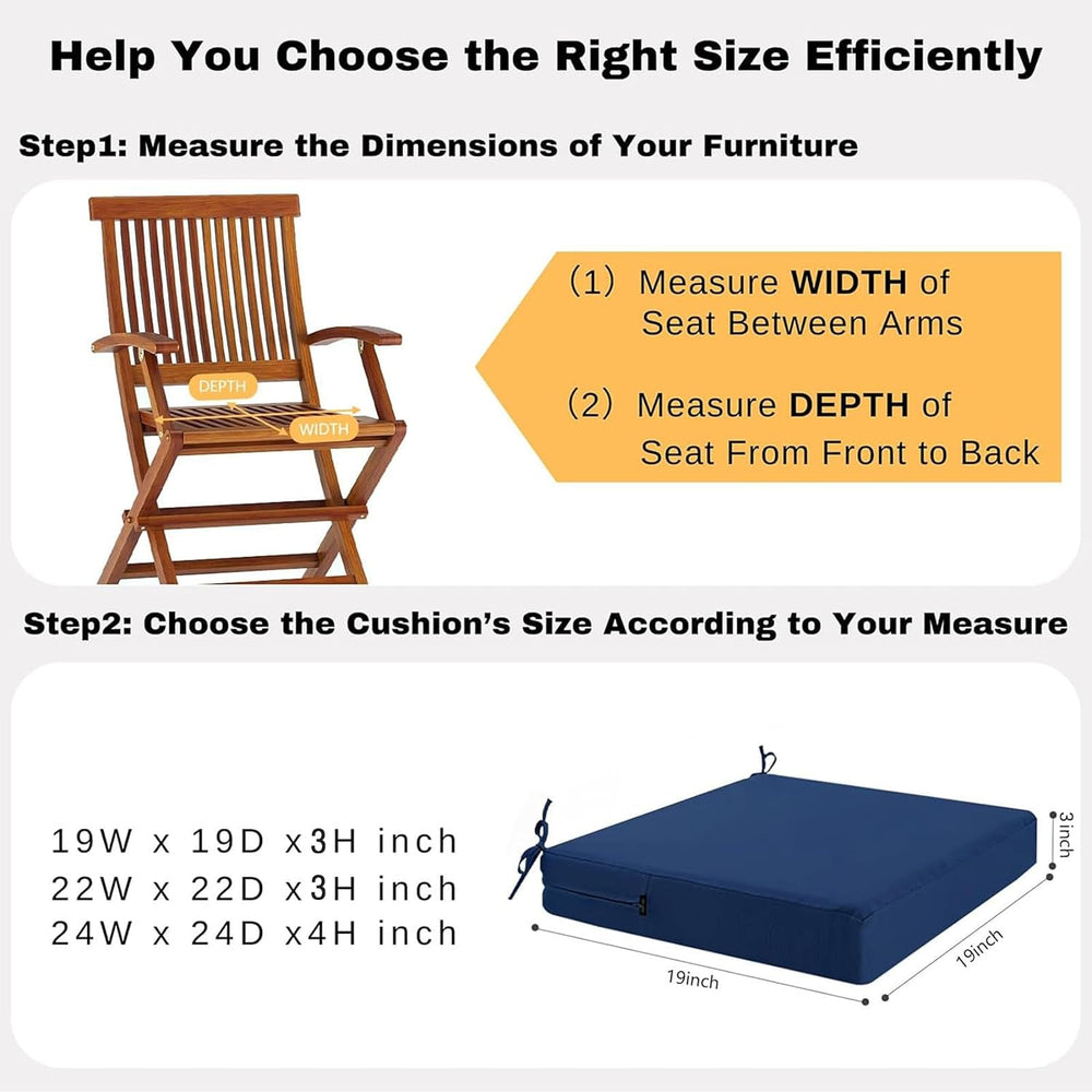 idee-home Outdoor Chair Cushions Set of 4, Waterproof Outdoor Seat Cushions