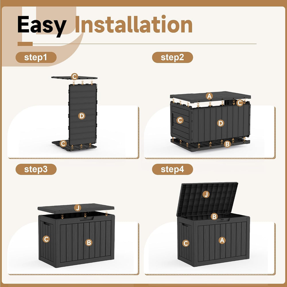 65 Gal Outdoor Storage Box Waterproof Lockable Deck Box