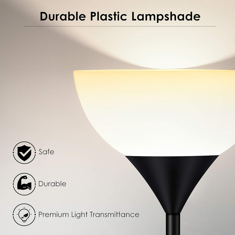 Floor Lamp Black, Standing Lamp, 71" Torchiere Floor Lamp with Adjustabl...