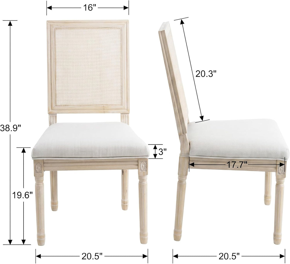chairus Farmhouse Dining Chairs Set of 6, Rectangle Rattan Back French Countr...