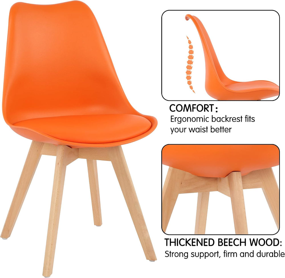 LSSBOUGHT Mid Century Modern Dining Chairs,Shell Lounge Plastic Side Chair wi...