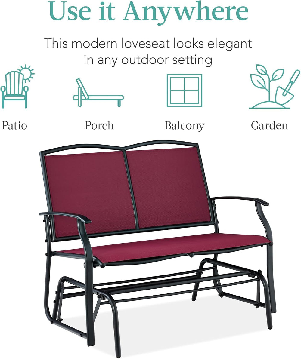 Best Choice Products 2-Person Outdoor Patio Swing Glider Steel Bench Loveseat...