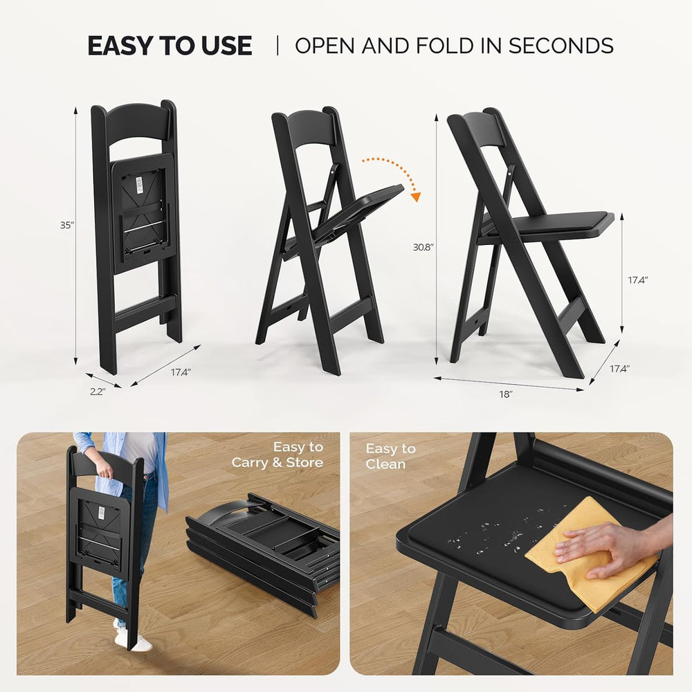 VINGLI Resin Folding Chairs with Cushion, Foldable Plastic Chair with Comfort...