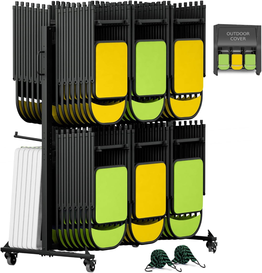 Folding Chair Rack Folding Chair Cart Storage Dolly with Wheels and Holder