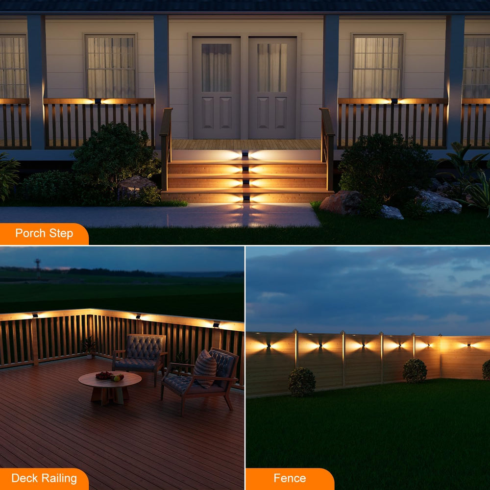 16-Pack Solar Step Lights, Waterproof, Warm White Dual-Sided Glow