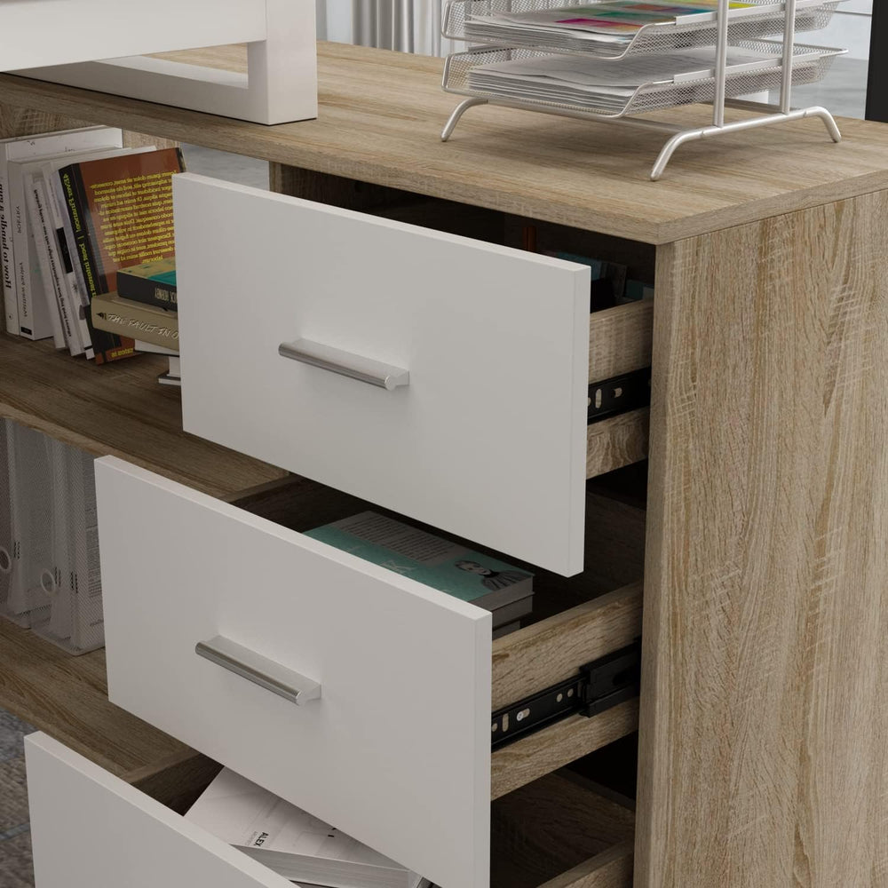 Homsee Home Office Computer Desk Corner Desk with 3 Drawers and 2 Shelves, 54...