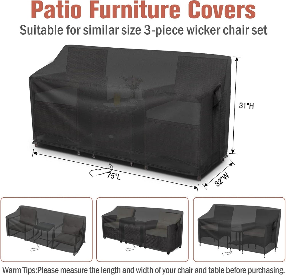 Kingling Patio Furniture Covers for 3 Piece Patio Chairs Set