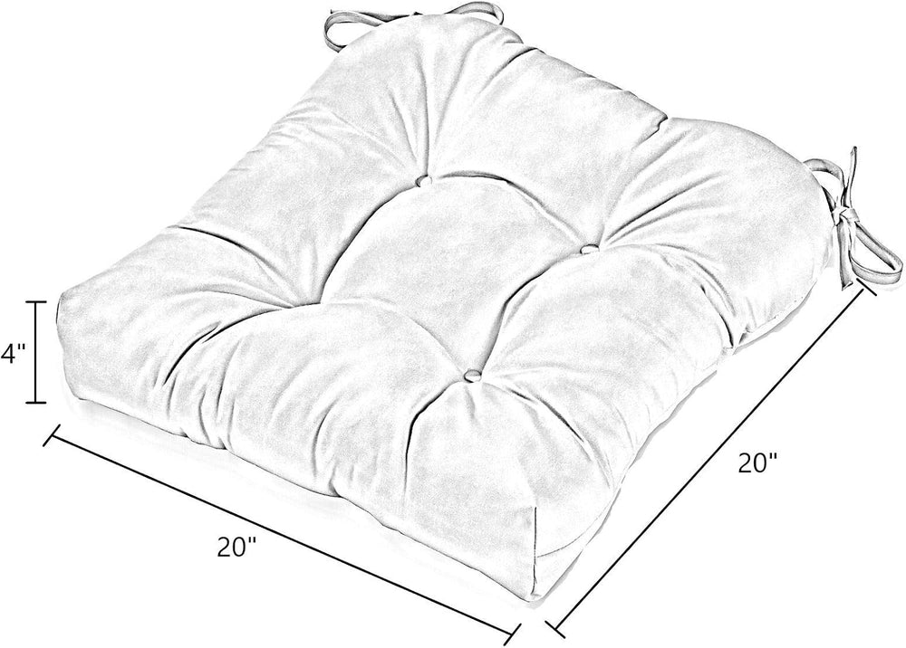 South Pine Porch Outdoor 20-inch Square Tufted Seat Cushion, Sunset Stripe