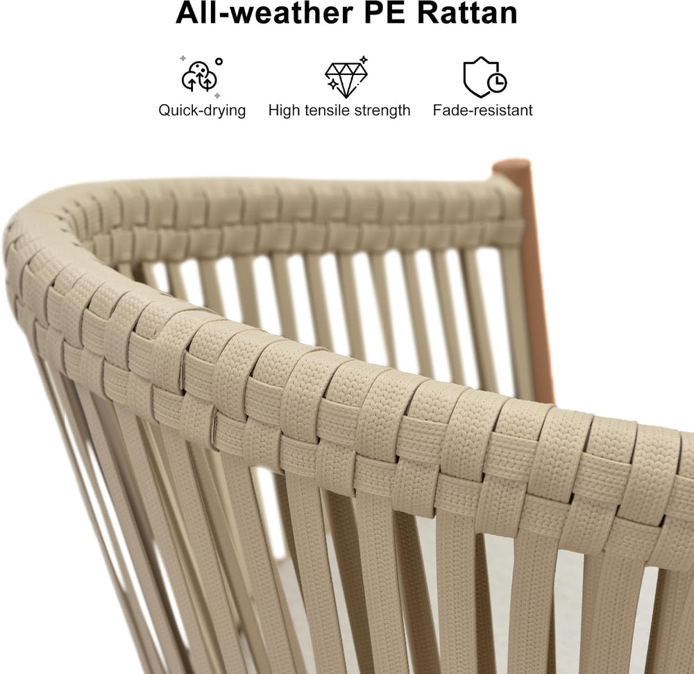 PURPLE LEAF Outdoor Patio Counter Stool Set of 2 Woven Rattan Teak Aluminum
