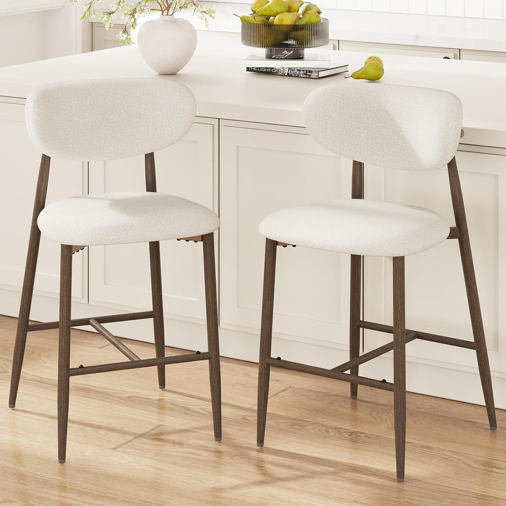 MALOL Counter Height Bar Stools with Backs Set of 2, Beige