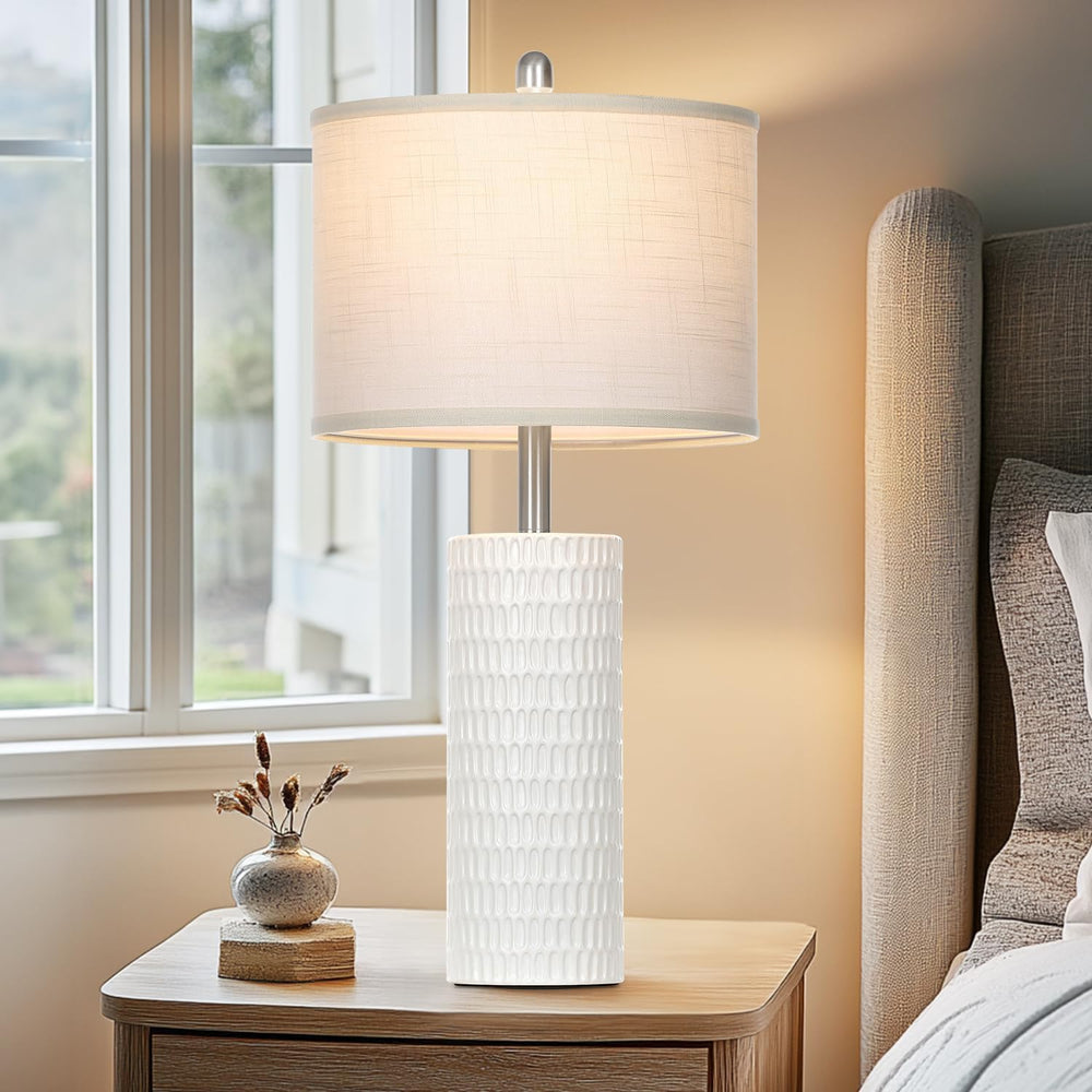 Cinyirong 27" Ceramic Table Lamp, Farmhouse Table Lamp for Living Room, ...
