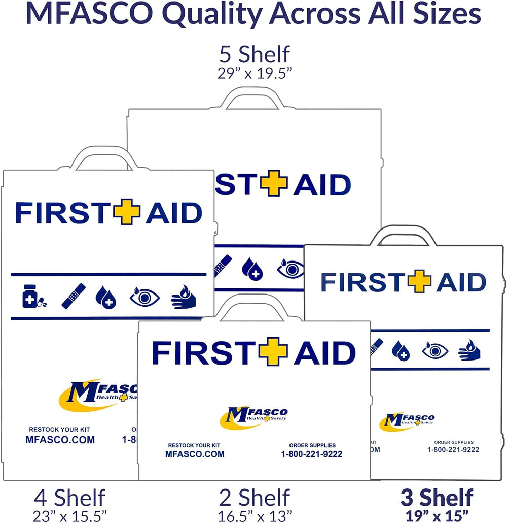 MFASCO OSHA/ANSI 2021 Class B Compliant First Aid Cabinet, Large, 3-Shelf