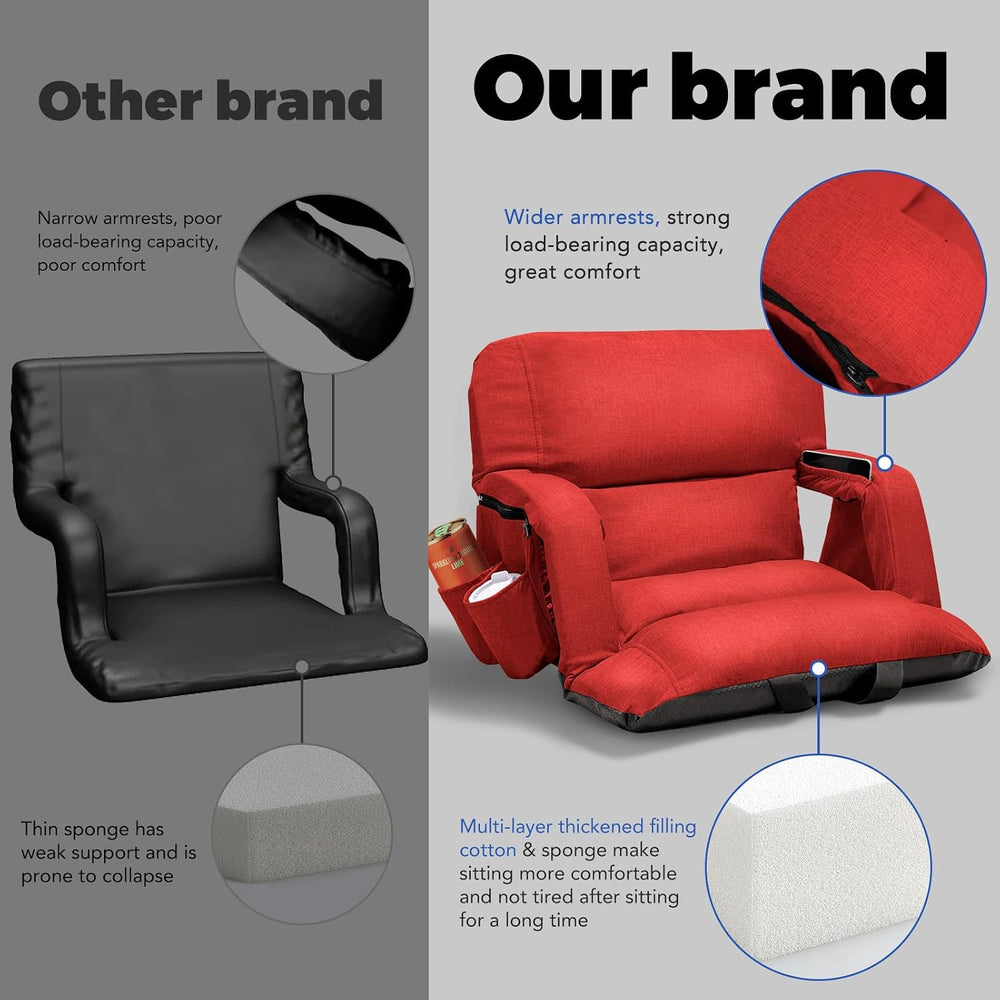 Wide Stadium Seats With Back Support 2 Pack, Exclusive "Sofa Style"...
