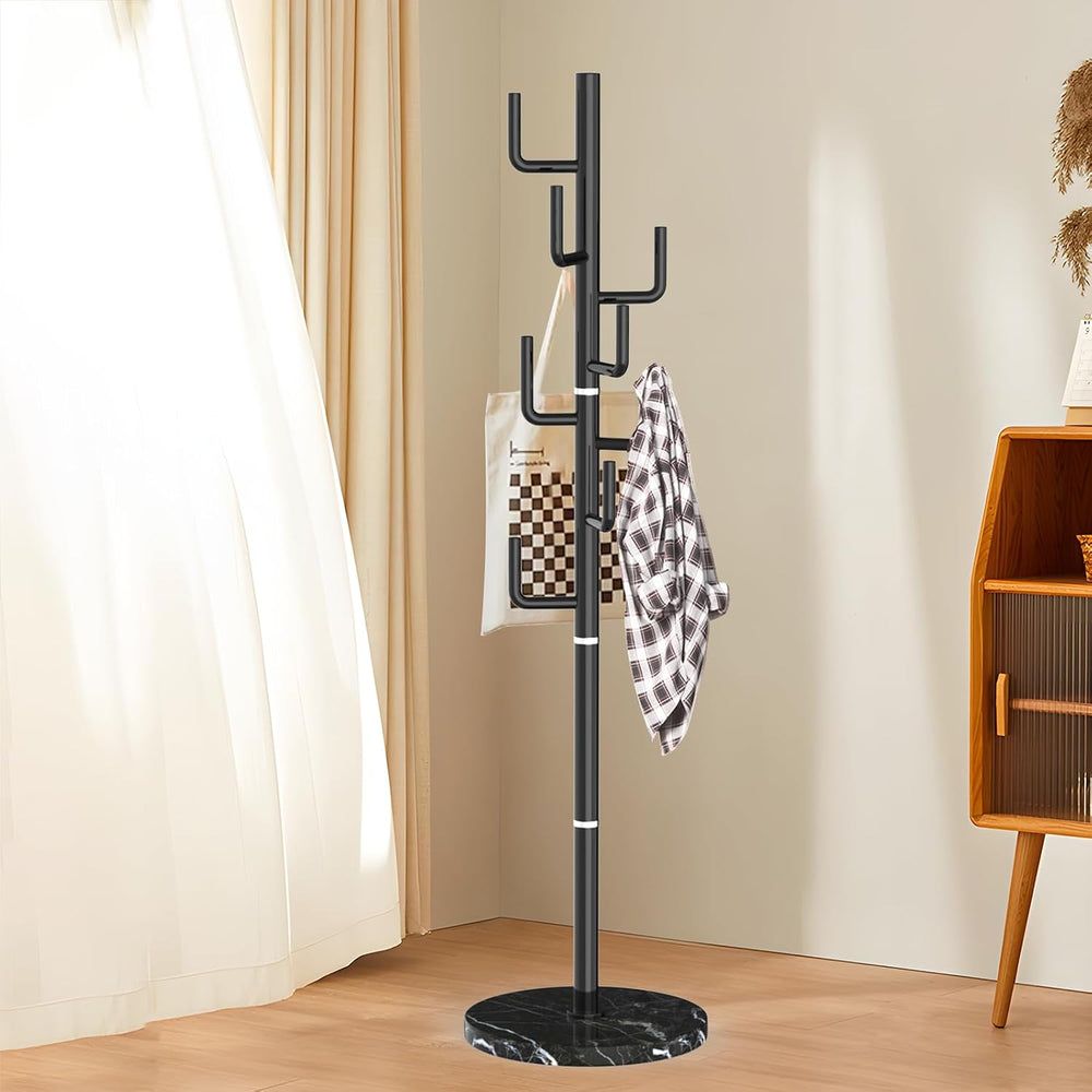 Modern Metal Coat Rack Stand with Natural Marble Base, Heavy Duty Coat Rack F...