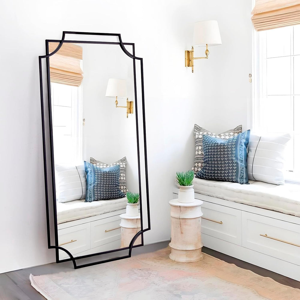 Large Black Mirror for Living Room, 60'' x 30'' Decorative Wa...