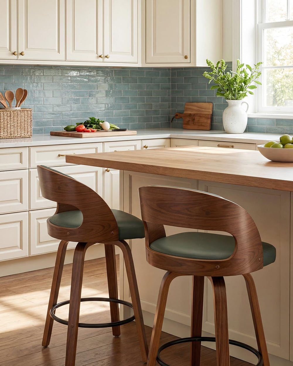 AQG Swivel Bar stools Set of 2 Bar Chairs 26" Counter Height Mid-Century...