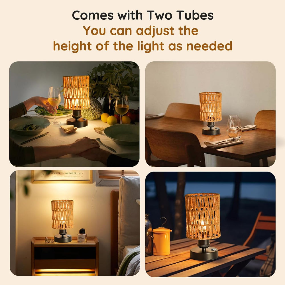 Wireless Table Lamp—2 Piece Beige,4000mAh Rechargeable Table Lamp
