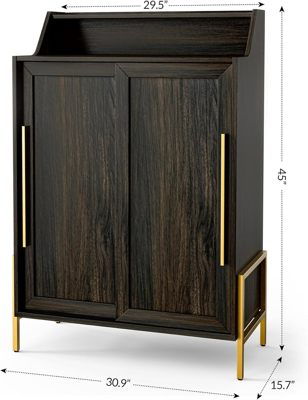 BELLEZE 45" Dana Storage Cabinet with Sliding Doors - Brown