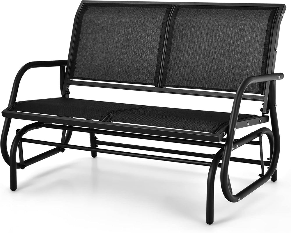 Tangkula 2 Person Patio Glider, Outdoor Swing Bench Rocker Glider Loveseat Ch...