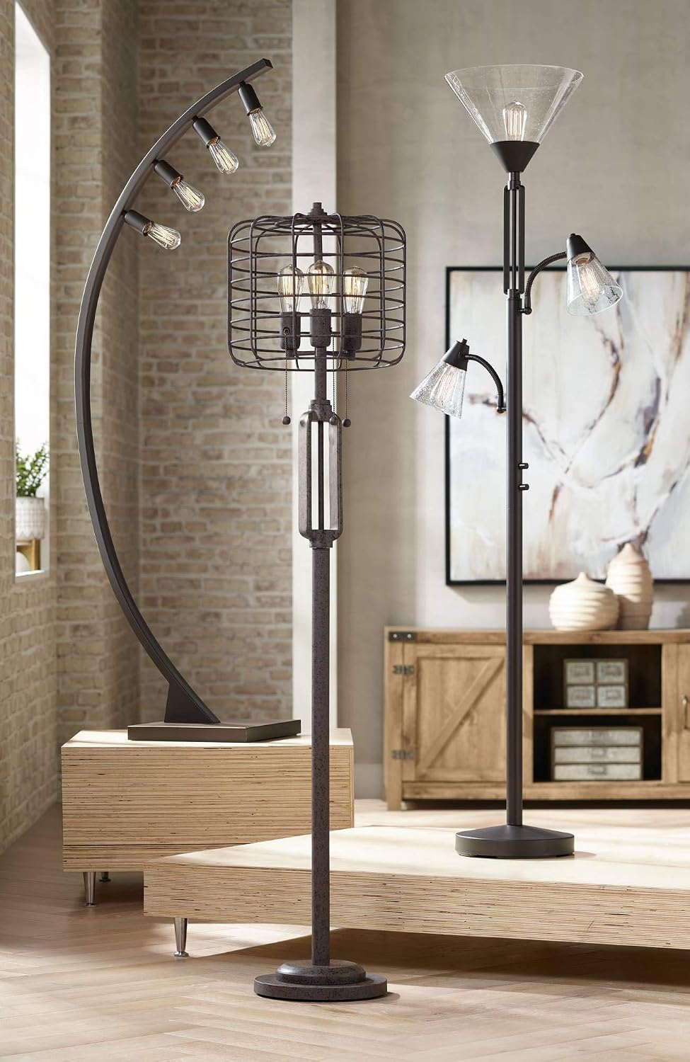 Warwick 71 1/2" Tall Tiger Bronze and Seeded Glass Torchiere Floor Lamp