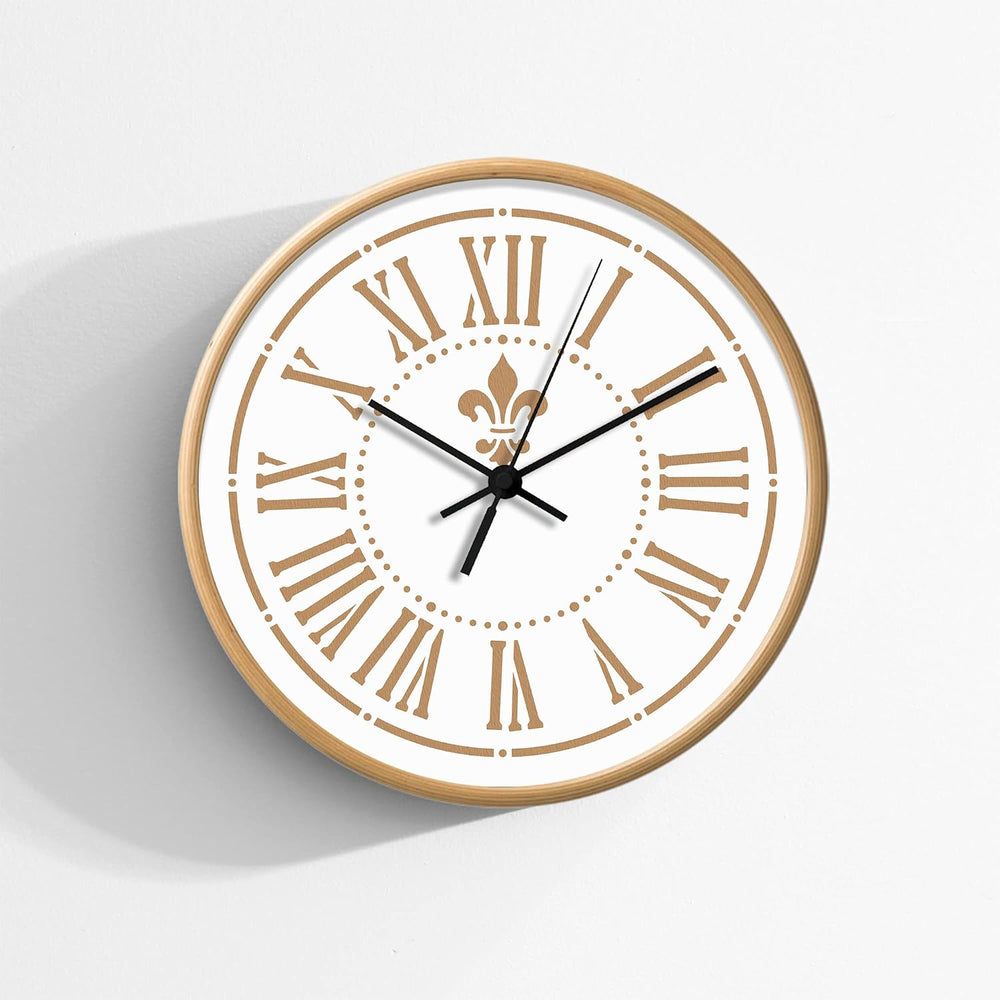 Farmhouse Wall Clock Art - Rustic Stencil for Decor, Print