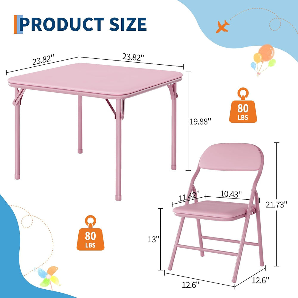 Garvee 5-Piece Folding Table and Chairs for Boys and Girls
