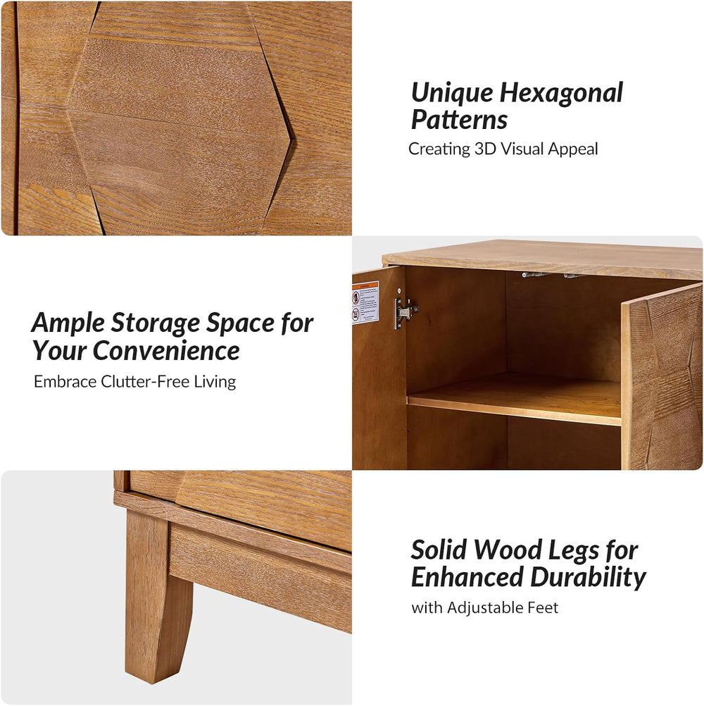 HULALA HOME Modern Kitchen Buffet Cabinet Storage Sideboard with 3D Geometric...