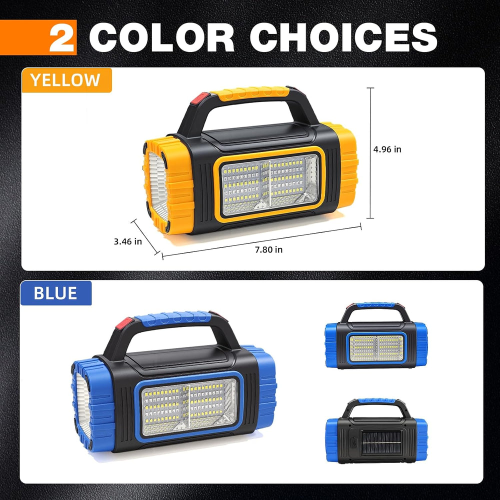 3000 Lumen Solar Powered Flashlight Rechargeable, Blue, 2PC