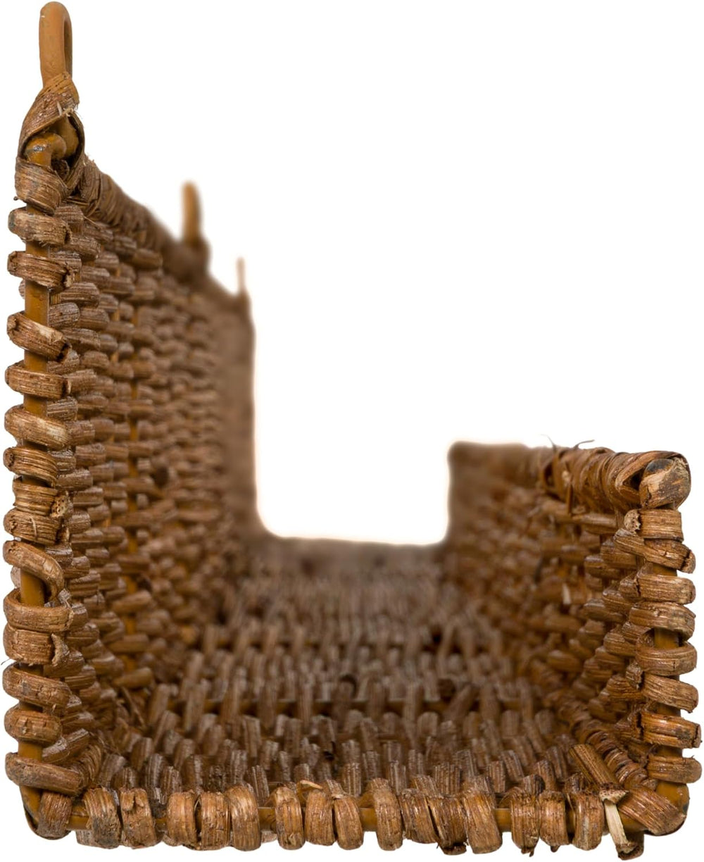 Creative Co-Op Handwoven Rattan Wall Shelf with Front Ledge, Natural Finish