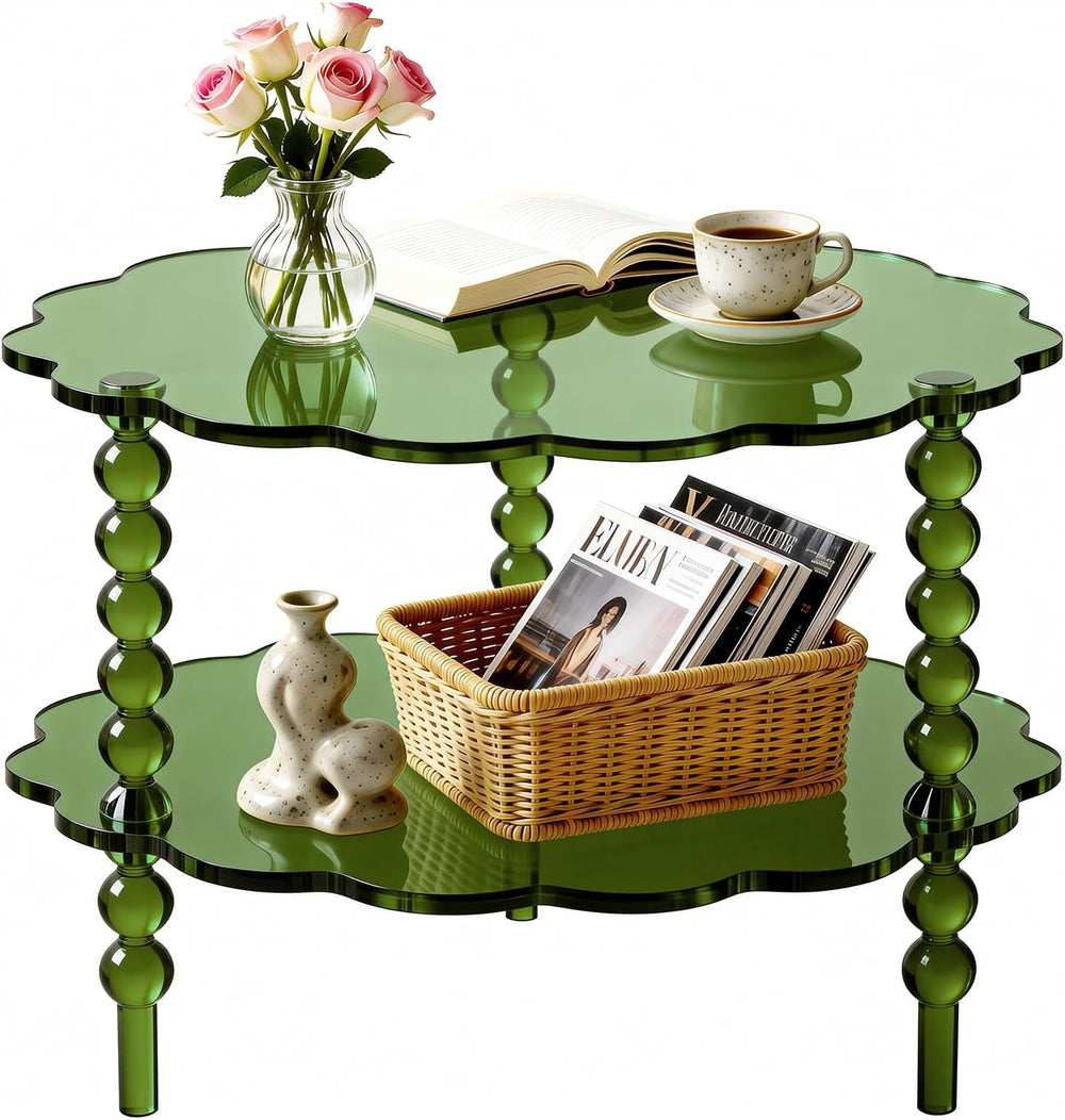 Acrylic Coffee Table, Small Round Modern Coffee Table for Living Room,23.6&qu...