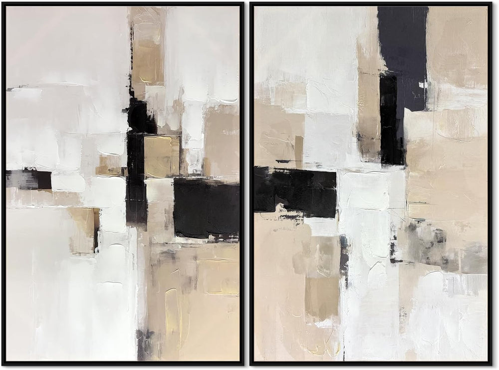 Zessonic Neutral Abstract Wall Art, Modern Textured Wall Decor, 24"x36&q...